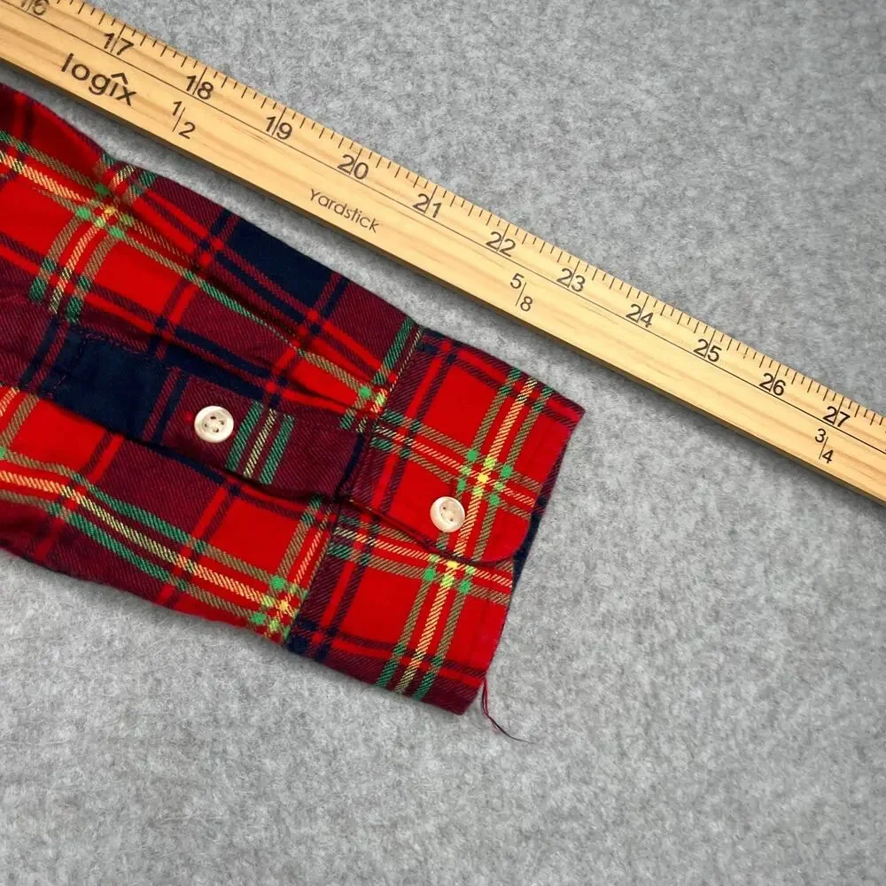 Ralph Lauren Shirt Youth XL Red Blue Tartan Plaid Pony Long Sleeve
